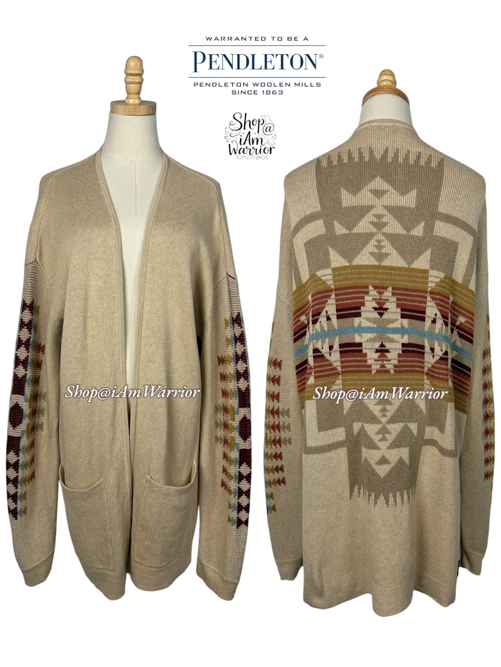 Pendleton Southwestern Geometric Long Cardigan Duster Sweater *shop@iAmWarrior - Picture 2 of 12